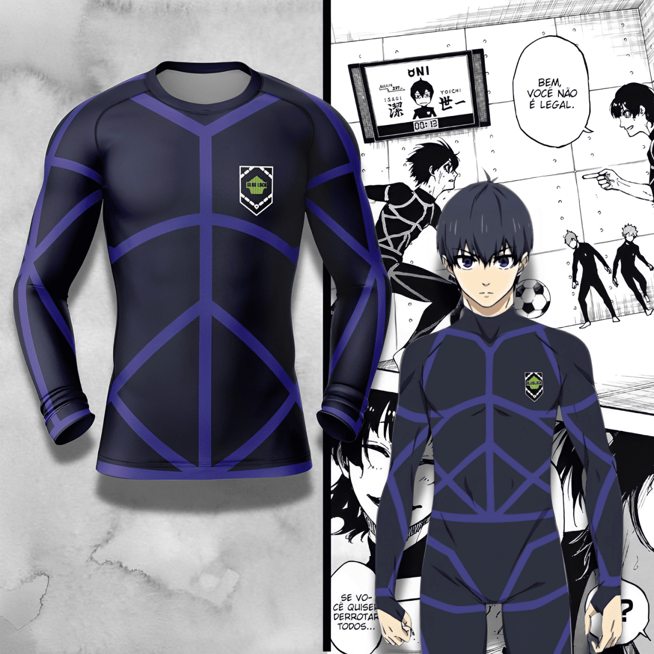 Compression manches longues Blue Lock avec Isagi Yoichi à côté