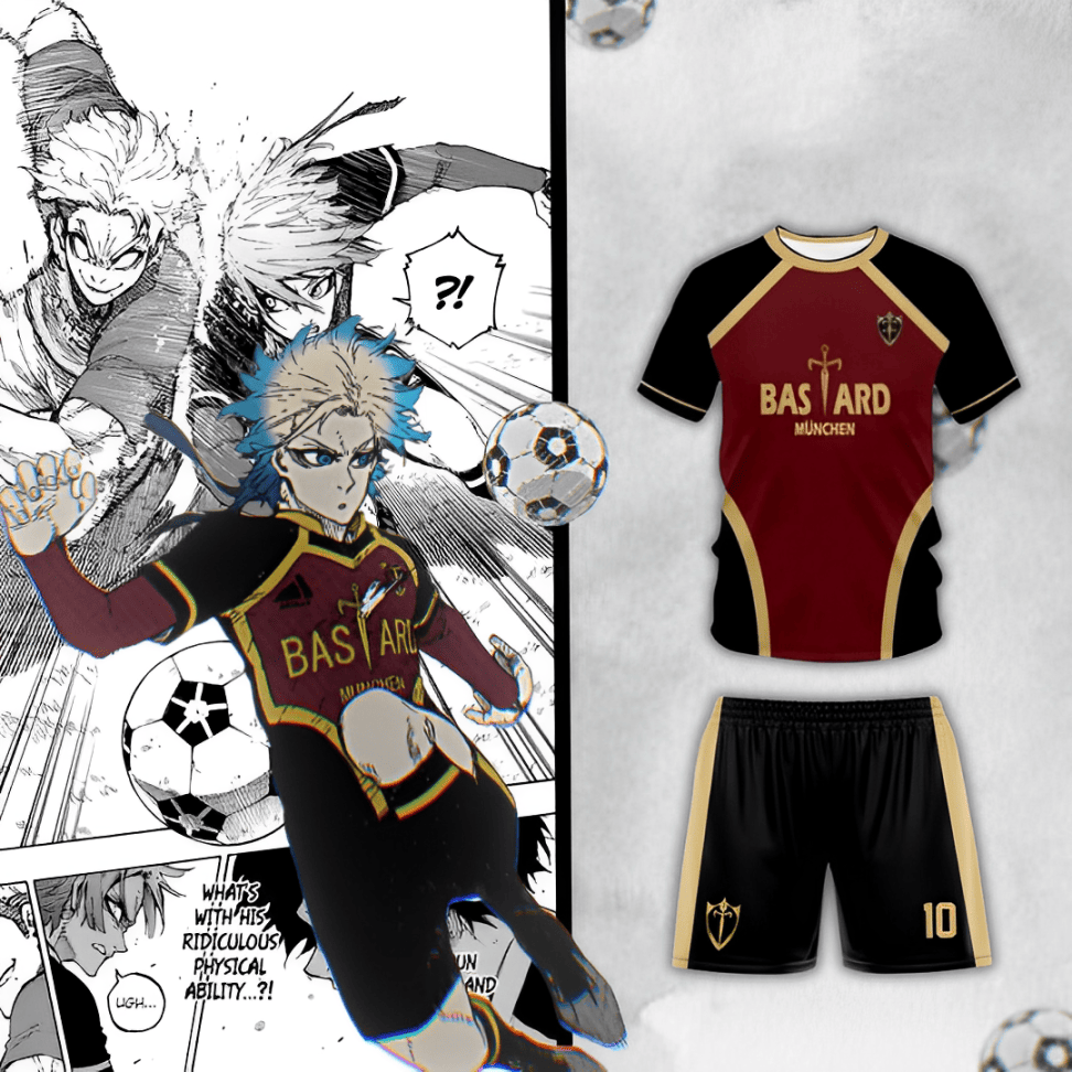 Ensemble Blue Lock du Bastard Munchen avec le maillot et le short et Kaiser à côte