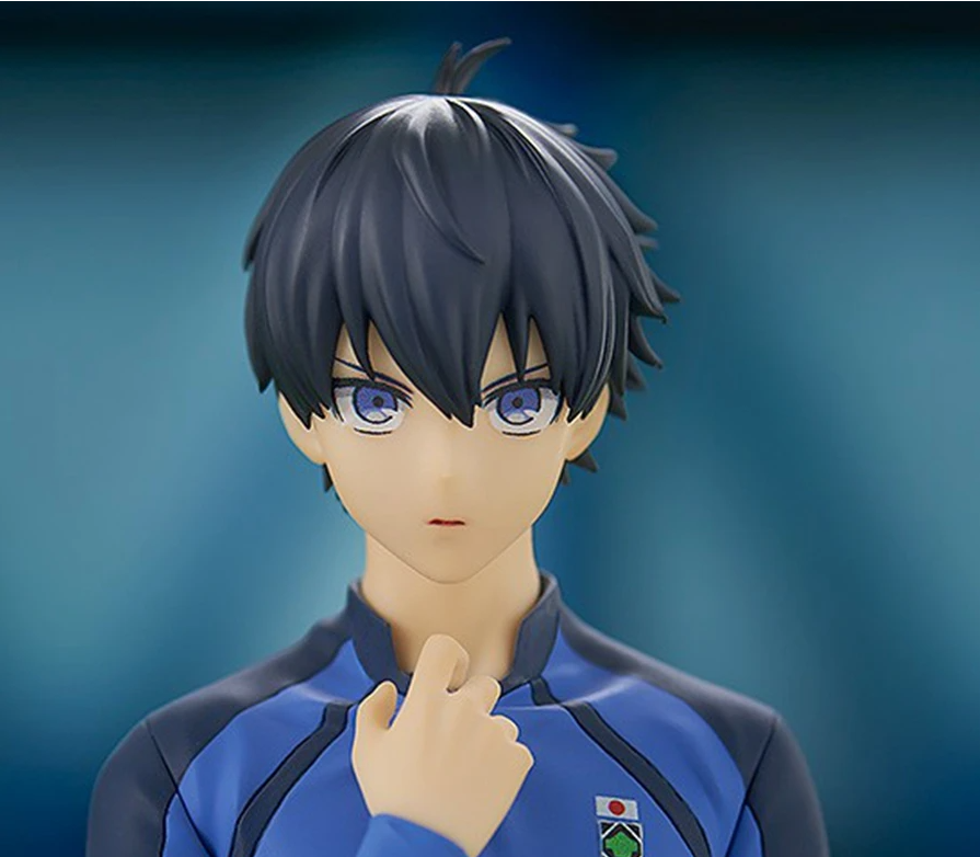 Figurine Bluelock représentant le joueur Isagi Yoichi et son visage