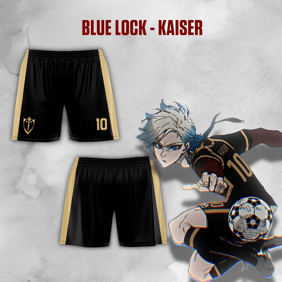 Short Blue Lock du Bastard Munchen avec Kaiser à côté