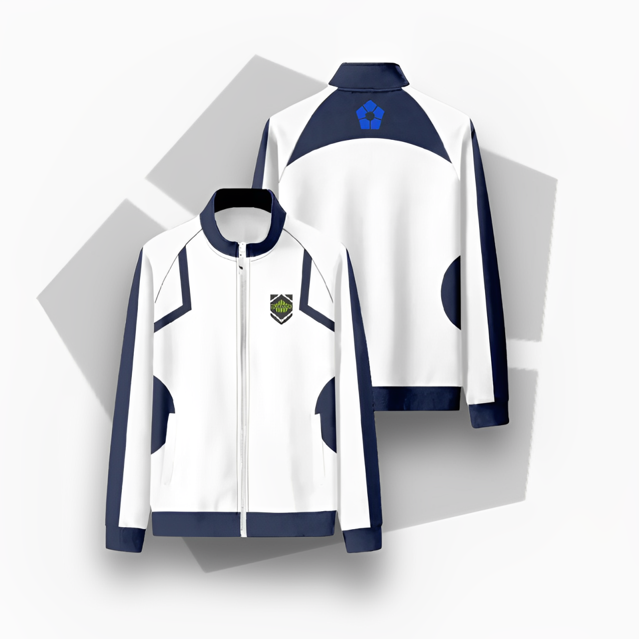 Veste de survêtement d'entrainement Blue Lock vu de face et de dos
